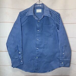 Crewcuts blue gingham long-sleeve button-down shirt Size 6-7